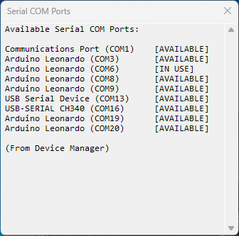 WinGPIB availCOMports